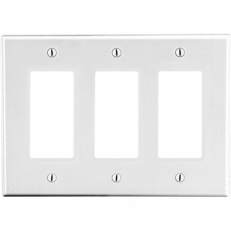 Hubbell Wiring Device-Kellems Wallplate, Mid-Size 3-Gang, 3) Decorator, White PJ263W