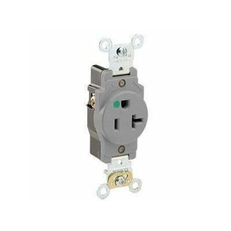 Leviton PlugsandReceptacles, 20A, 125VAC, Gry, Nylon 8310-GY