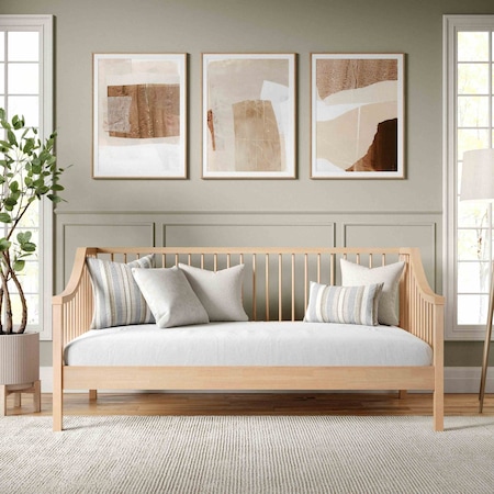 Martha Stewart Neely Twin Size Solid Wood Platform Daybed with Wooden Spindles and Slatted Foundation MG-090021-DBT-LTB-MS