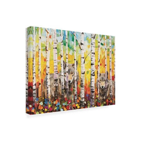 Trademark Fine Art Outdoor Canvas Art - Michael David Ward 'Hide and Seek Wolves' Wall Art for Patios, or Gardens GRL01077-OC2432WR