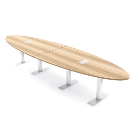 Skutchi Designs 14ft Conference Table With Power Unit | 12 Person Modular Oval Meeting Table | Harmony Series HAR-OVL-48X168-T-K525-ESIL