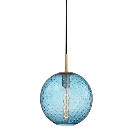 Hudson Valley Lighting Rousseau 1 Light Pendant 11.25 In. Aged Brass/Blue 2010-AGB-BL