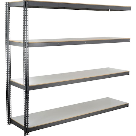 Global Industrial 4 Shelf, Standard Duty Boltless Shelving Add On, 96"Wx24"Dx60"H, Laminate Deck B3164941