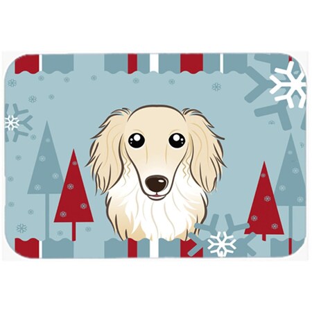 Carolines Treasures Winter Holiday Longhair Creme Dachshund Glass Cutting Board- Large BB1708LCB
