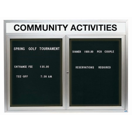 Aarco Illuminated Enclosed Letter Board Directory w/ Clear Satin Anodized Al Frame and Header, 36''Hx48''W ADC3648HI