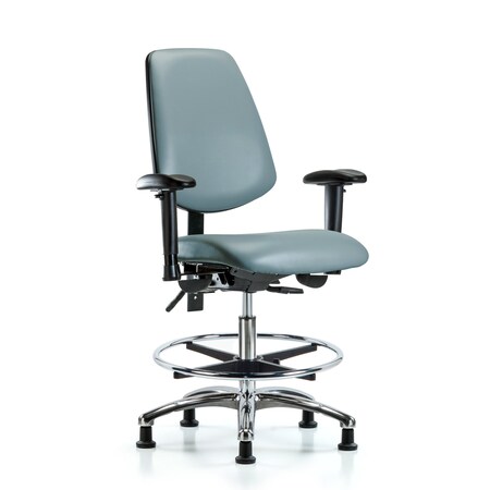 Blue Ridge Ergonomics Vinyl Chair, Vinyl, Adjustable Arms BR-VMBCH-MB-CR-T0-A1-CF-RG-8822