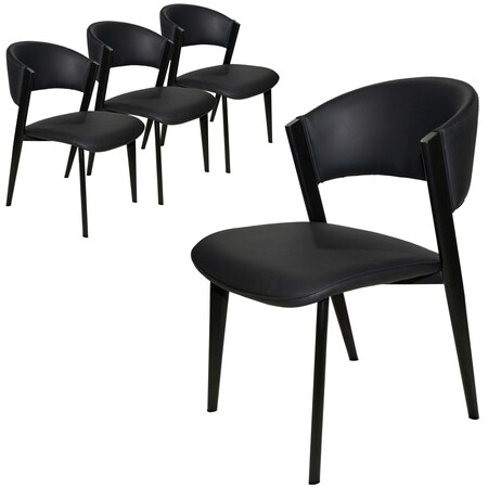 Leisuremod Aspen Collection Modern Dining Chair Black Frame in Black, 4PK ACBL51BL4