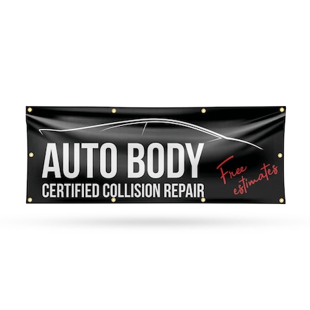 Signmission Auto Body Full Collision Repair, 36 Inch x 96 Inch, Vinyl Banner B-96-30466