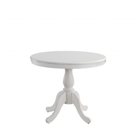 Homeroots 36" White Rounded Solid Manufactured Wood And Solid Wood Pedestal Base Dining Table 517753