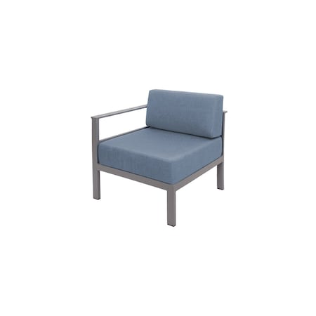 Bfm Seating Belmar Right Arm Sofa Section with Sunbrella cushions, Soft Gray Frame PH6101SG-R-14059