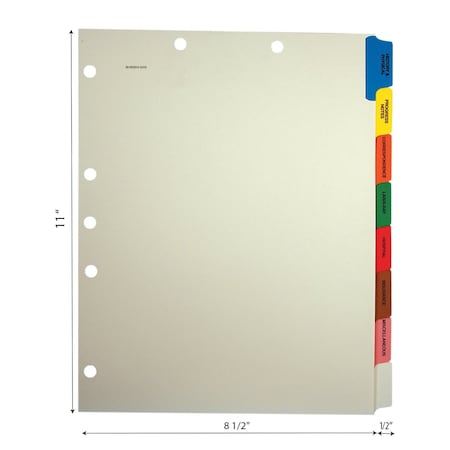 Tabbies PATIENT CHART INDEX DIVIDER-8 TAB SET, SIDE TAB, 11"Hx9"W, 1/2" TAB EXT, 8 TABS/SET, 40 SETS/BOX, 40PK 54505