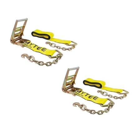 Mytee Products 4 inx40 ft Ratchet Strap w/ Chain Anchor 5,400 Lbs WLL Tie Down Cargo Truck Straps, 2PK RS440CAx2