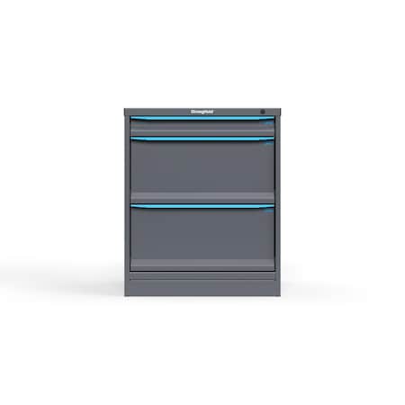 Strong Hold 3 drawer cabinet - (1x 3ft, 2x 12ft) - Blue accents - Keyed Different S3036-PPDAS-0303FS