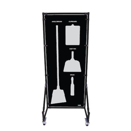 5S Supplies Housekeeping Shadow Board Broom Station V13, Black / Gray, Broom, No Text HSB-V13-BLACK/GRAY-BO-NO TEXT