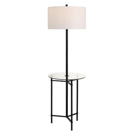 Jonathan Y Chuck 59 in. Modern Minimalist Metal and Tempered Glass LED 2-in-1 Space-Saving Tray Table and Floor JYL3059C