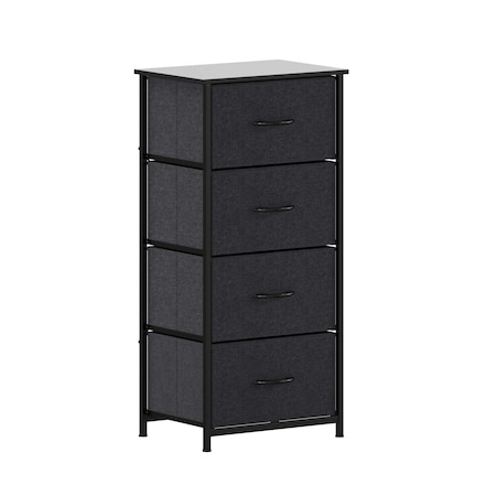 Flash Furniture Harris 4 Drawer Vertical Storage Dresser with Black Cast Iron Frame and Wood Top and Black Easy Pul WX-5L203L-W-BK-BK-GG