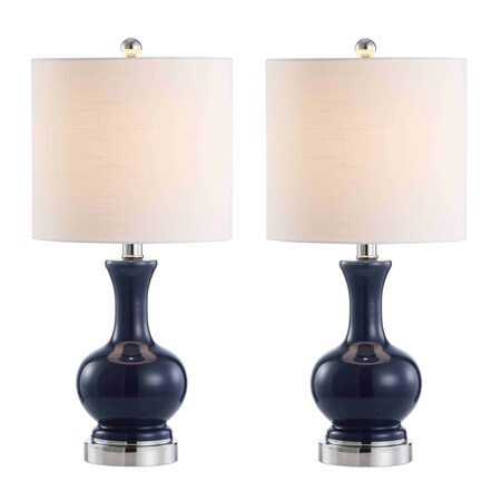 Jonathan Y Cox 22" Metal/Glass LED Table Lamp, Navy, 2PK JYL4033C-SET2