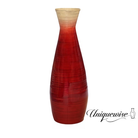 Uniquewise 28in Classic Bamboo Floor Vase Handmade, Decorative Glossy Red Vase for Dining Room, Living QI003242.M.RD