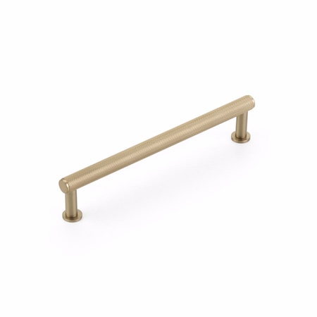 Schaub 6in Center to Center Pub House Knurled Cabinet Pull Signature Satin Brass Finish 5006-SSB