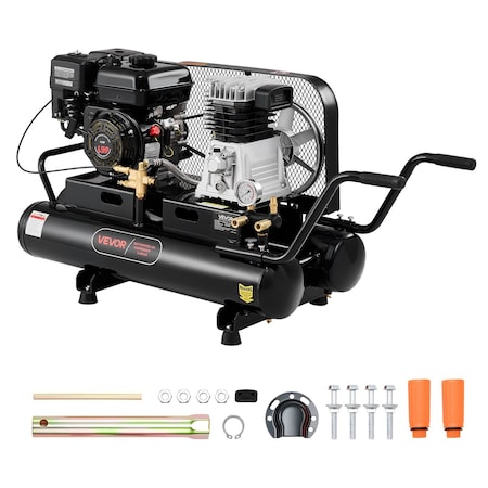 Vevor 9 Gal Twin-Tank Gas Powered Air Compressor 6.5HP 9CFM 115PSI Max Pressure Z-2065/8