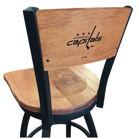 Holland Bar Stool Co 36" Blk Wrinkle Washington Capitals Swivel Bar Stool, Engraved Back L03836BWMedMplAWshCapMedMpl