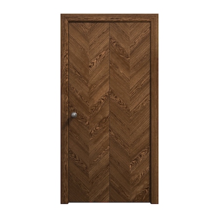 Sartodoors Sliding Closet Bi-fold Doors 48 x 84 inches, Ego 5005 Cognac Oak Veneer, Sturdy Tracks Moldings Tr EGO5005BF-DKO-48x84 (2* 24x84)