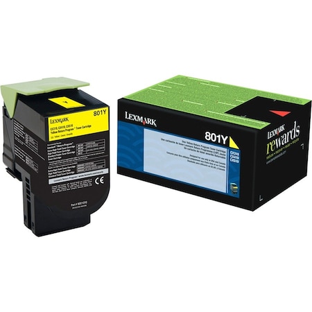 Lexmark 801Y Yellow Toner Cartridge 1K YLD 80C10Y0