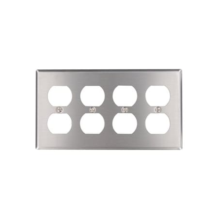 Leviton Receptacle Wallplate, Standard Size, Gang 4, Stainless Steel 84041-40