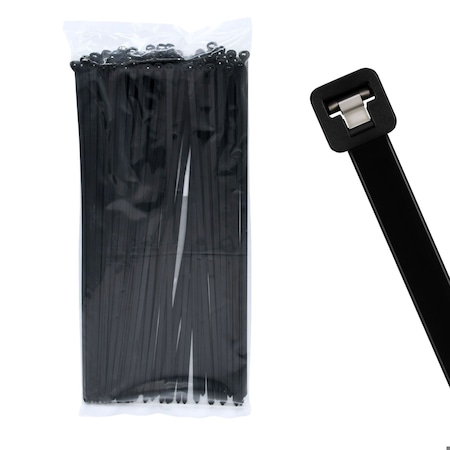 Cable Ties Unlimited Metal Tooth Cable Tie, 11 in L, 50 lb Strength, 3.2 in Max Bundle Dia, Nylon, UV-Rated, Black, 100PK MT11-50-0C