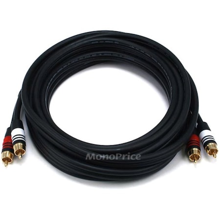 Monoprice 15ft Premium 2 RCA Plug/2 RCA Plug M/M 22AWG Cable - Black 5348