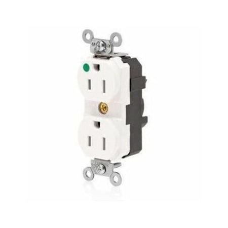 Leviton Straight Blade Receptacle, 5-15R, 15 A, 125V AC, Surface Mount, Self-Grounded M8200-ILW