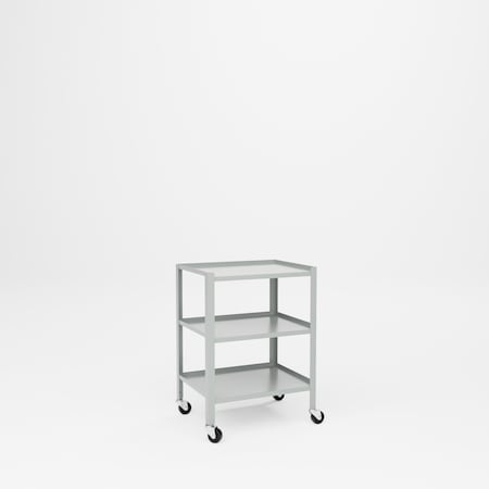 Pucel Three Shelf Utility Table, 3 in Casters, 19 in W x 25 in D x 31 in H, Red TU-1925-3-C3