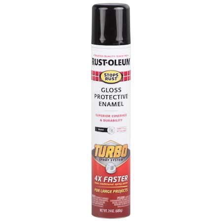 Rust-Oleum Spray Paint, Black, Gloss, Solvent, 24 oz 334128
