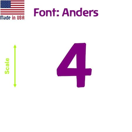 Aacc Self-Adhesive Vinyl Number: 4, Size: 1.5 in. Color: Purple Font: Anders, 8PK AACC-Anders-N4-Purple-I1.5x8