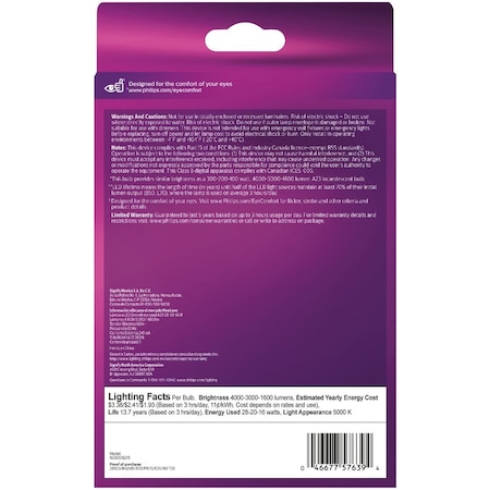 Signify BrightDial 300/200/100W Equivalent Daylight A23 Medium LED Light Bulb 576397