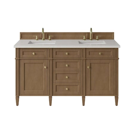 James Martin Vanities Brittany 60" Double Vanity, Pecan w/ 3 CM Lime Delight Silestone Top 655-V60D-PCN-3LDL