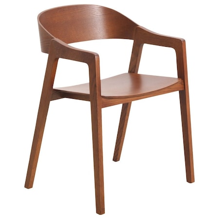Leisuremod Rivo Collection Elegant Dining Chair in Dark Natural Wood RC20LBR
