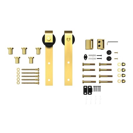 Renin Barn Door Hardware Kit, 78-3/4 in L Track, Steel, Brushed, For: 36 in Doors SB78RR-BG