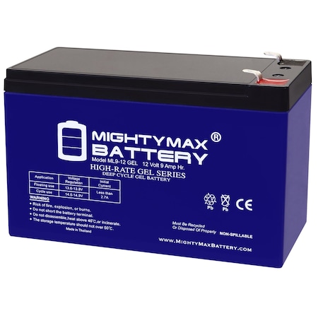 Mighty Max Battery ML9-12GEL - 12 Volt 9 AH, GEL Type, F2 Terminal, Rechargeable SLA AGM Battery MAX4057492