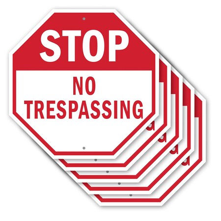 Signmission Stop No Trespassing, 10 inch X 10 inch, Aluminum Metal Signs, 5PK OC-A-5Pack-10-265