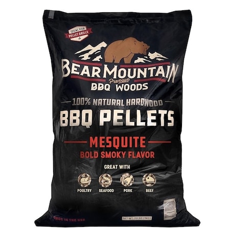 Bear Mountain BBQ Pellet, 20 in L, Hardwood, 20 lb Bag FK17