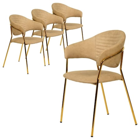 Leisuremod Bella Collection Modern Dining Chair in Taupe, 4PK BC21TP4