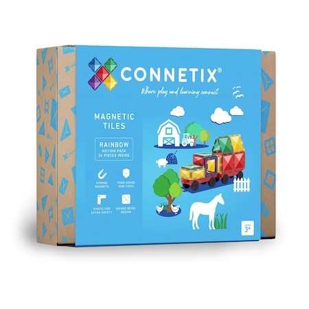 Connetix Magnetic Tiles Rainbow Motion Pack, 24-Piece Set CT-R-00024-MO