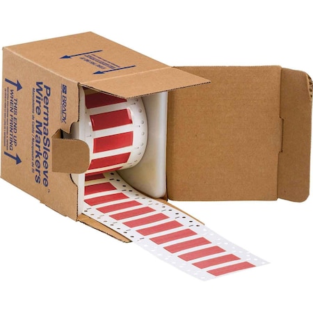 Brady PermaSleeve HX Heat Shrink Double Sided Wire Marking Sleeves, 0.25 in. Dia x 2 in. W, Red, Roll of 500 2HX-250-2-RD-S