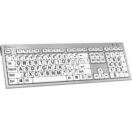 Logickeyboards XLPRINT PC SLIM LINE BLK ON WH LKBU-LPRNTBW-AJPU-US