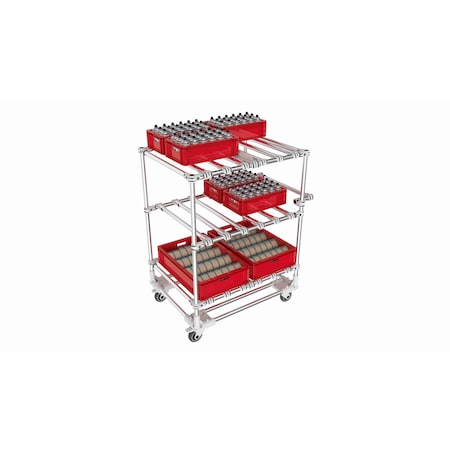 Trilogiq 3-Level Tubular Cart With Horizontal Hand Bar. 32D-1