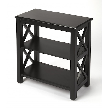 Homeroots 25" Black Wood Two Tier Bookcase 389562
