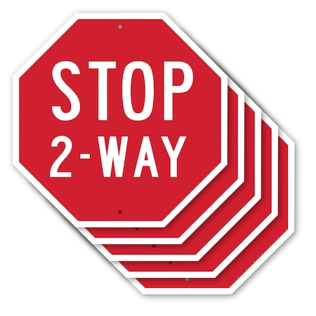 Signmission Stop 2-way, 10 inch X 10 inch, Aluminum Metal Signs, 5PK OC-A-5Pack-10-16