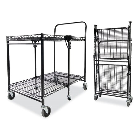 Bostitch Stowaway Folding Carts, 2 Shelves, 35wx37.25dx22h, Black, 250 lb Cap BSAC-LG-BLACK