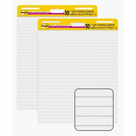 Post-It SELF-STICK EASEL PADS, RULED 1 1/2in, 25 X 30, WHITE, 2PK 561WLVAD2PK